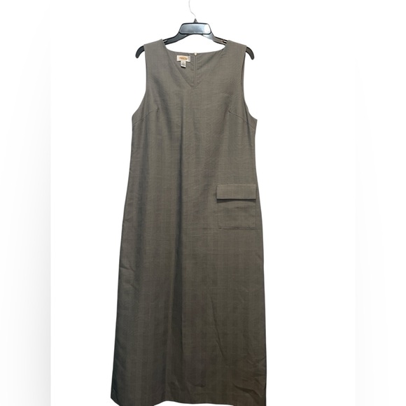 Vintage Talbots Women’s Sleeveless Shift Dress Gray Plaid Check Midi Career 12 - Picture 1 of 8